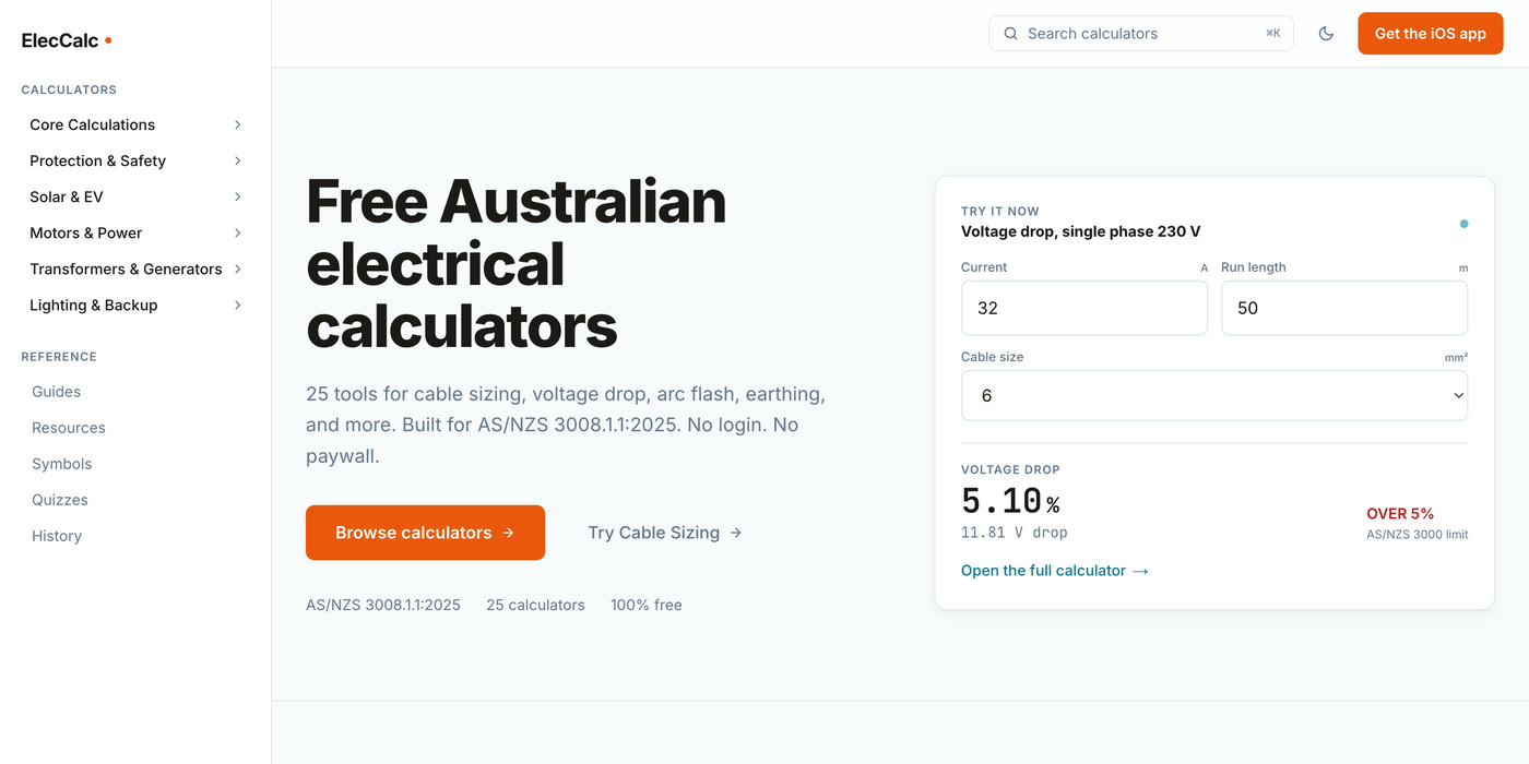 ElecCalc.au - Free Australian Electrical Calculators