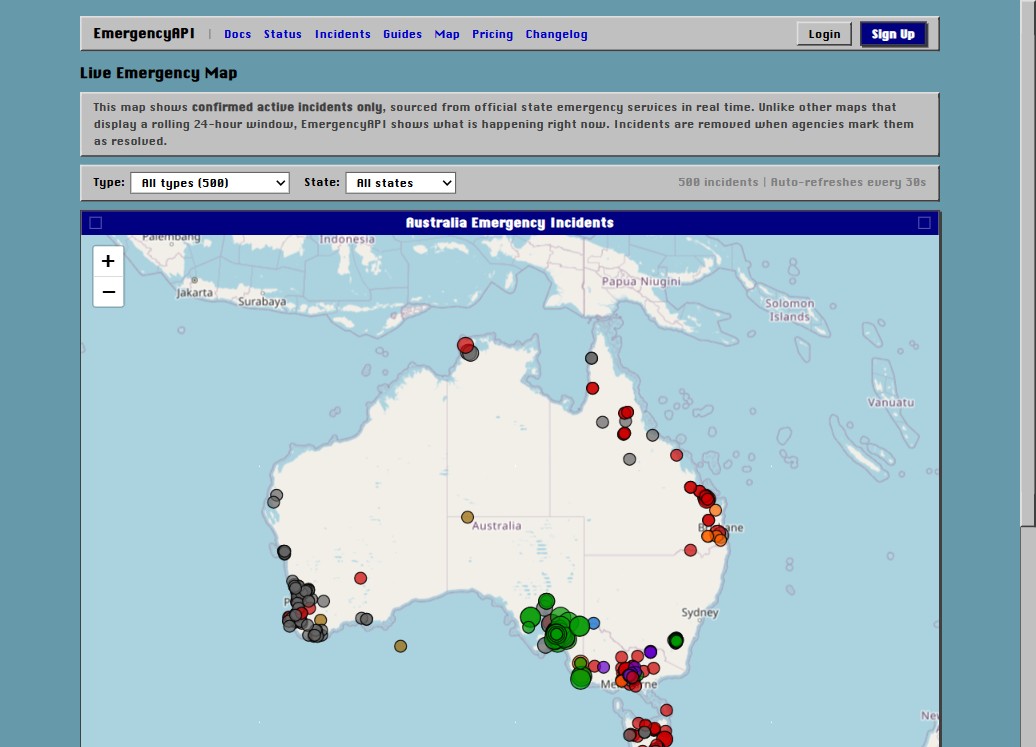 EmergencyAPI - Real-Time Australian Emergency Data API