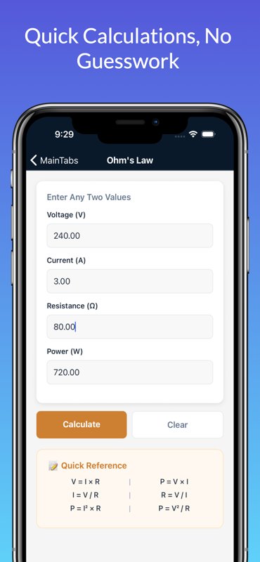 Ohm's Law calculator with quick reference